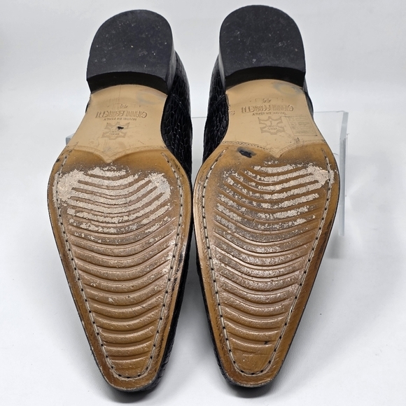 Gianni Ferretti Men\'s Black Leather Shoes Made In Italy Size 44 Pre-owned